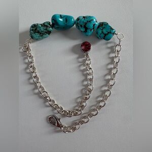 Turquoise & Silver Chain Bracelet NWOT